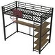 preview thumbnail 8 of 11, Twin Size Loft Bed with Bulit-in Desk and Basketball Hoop, Metal Loft Bedframe Playhouse Bed with Storage Shelves for Kids