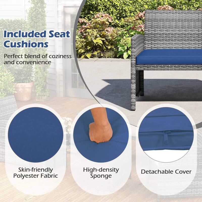 Costway 4 PCS Patio Conversation Set with Seat Cushions & Tempered - See Details