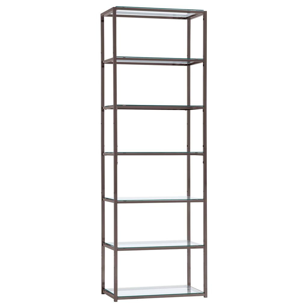 Kate 78-inch 6-shelf Glass Bookshelf Black Nickel - 26.00" x 14.00" x 77.75"