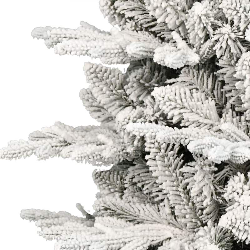 Puleo International 4.5 ft. Pre-lit Flocked Slim Northern Fir Tree