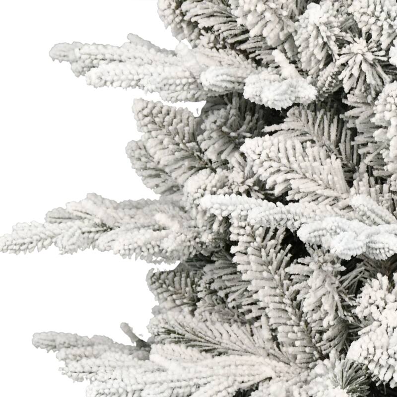 Puleo International 7.5 ft. Pre-lit Slim Flocked Northern Fir Artificial Christmas Tree