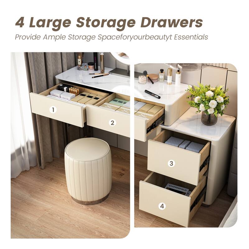 JASIWAY Modern Solid Wood Telescopic Makeup Vanity Desk