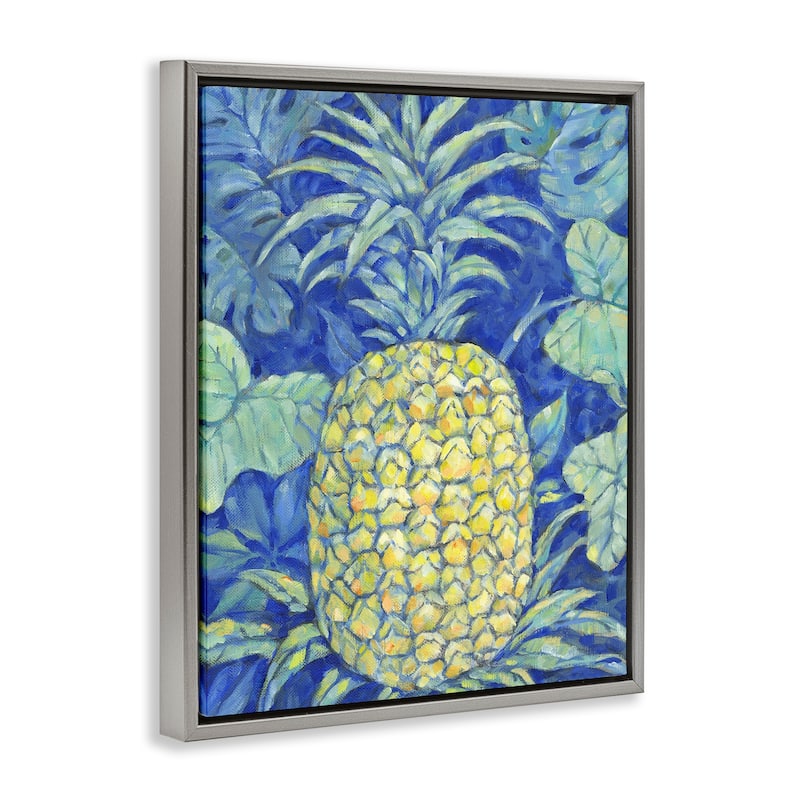 Stupell Blue Hawaii Pineapple Framed Floater Canvas Wall Art Design By Paul Brent