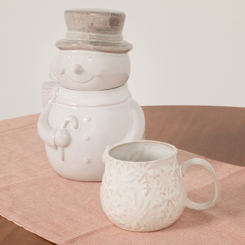 Antique Snowman Stoneware Cookie Jar
