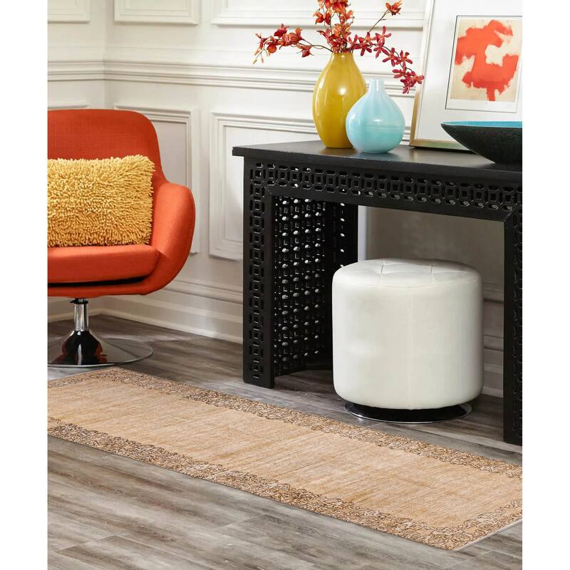 ECARPETGALLERY Hand-knotted Antalya Vintage Tan Wool Rug - 2'8 x 9'9