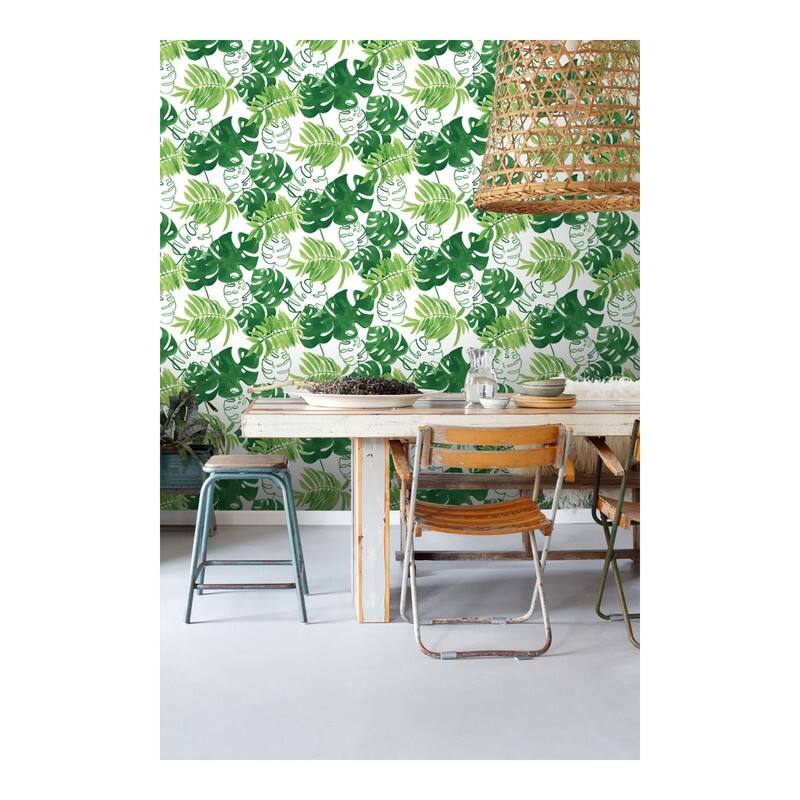 ESTA Home Patti Green Leaves Wallpaper - 20.5 x 396 x 0.025