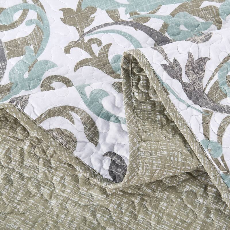 Serenta 6-piece Ravello Scroll Printed Microfiber Quilted Coverlet Set