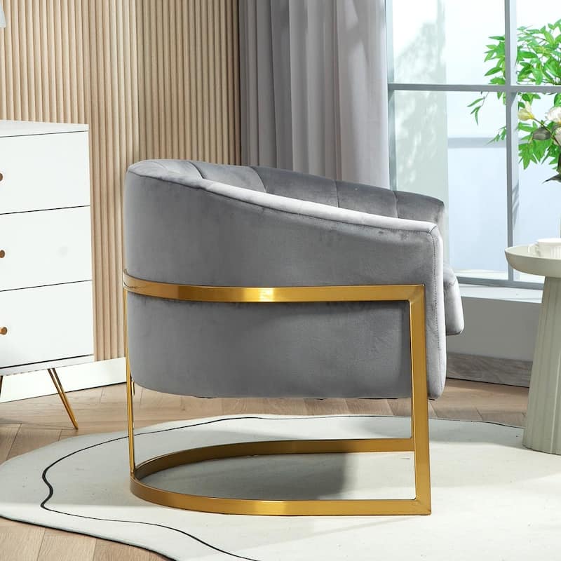 Modern Accent Armchair Luxury Gold Frame and Multi-colored Velvet Material Infuse Elegant Flair