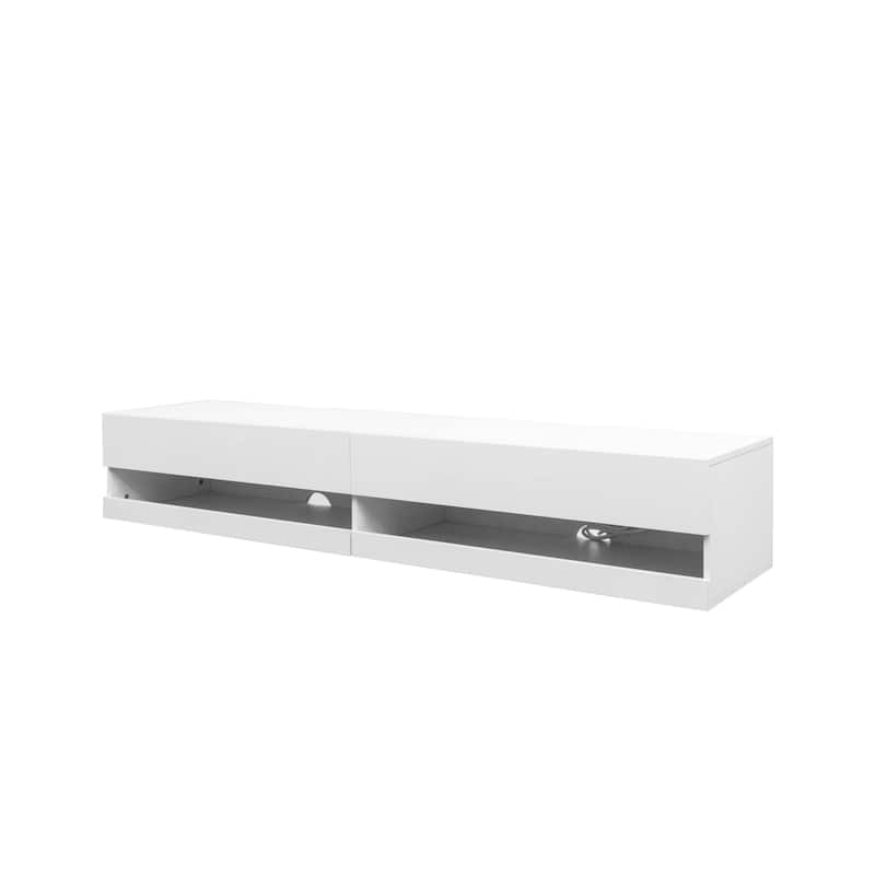 ​​Modern Floating TV Stand with 20 Color LEDs and 2 Storage Shelf Capacity for Living Room Bedroom and Office​