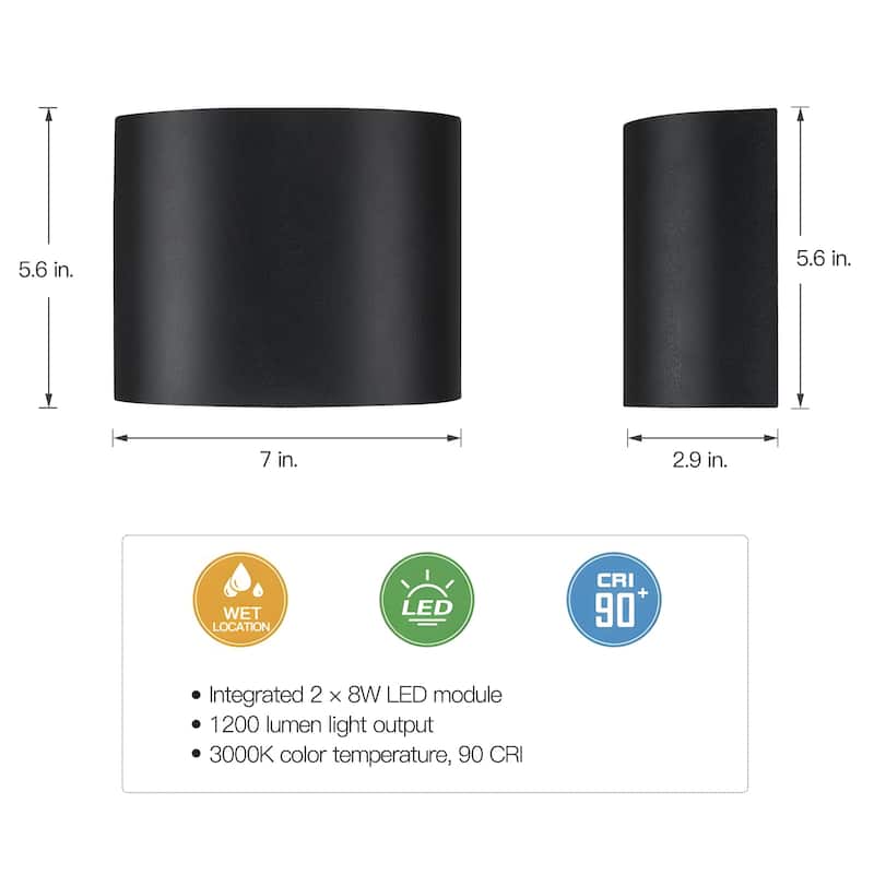 16Watt Damp Rated LED Wall Sconce Light