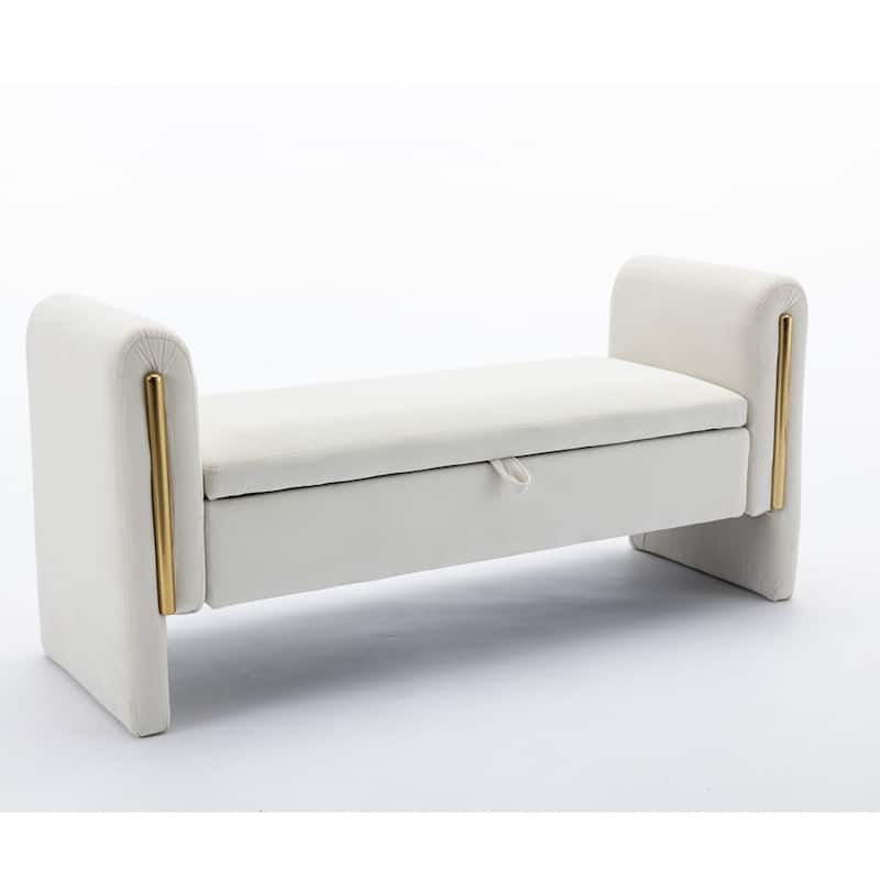 Storage Bench Bedroom Bench With Gold Metal Trim Strip