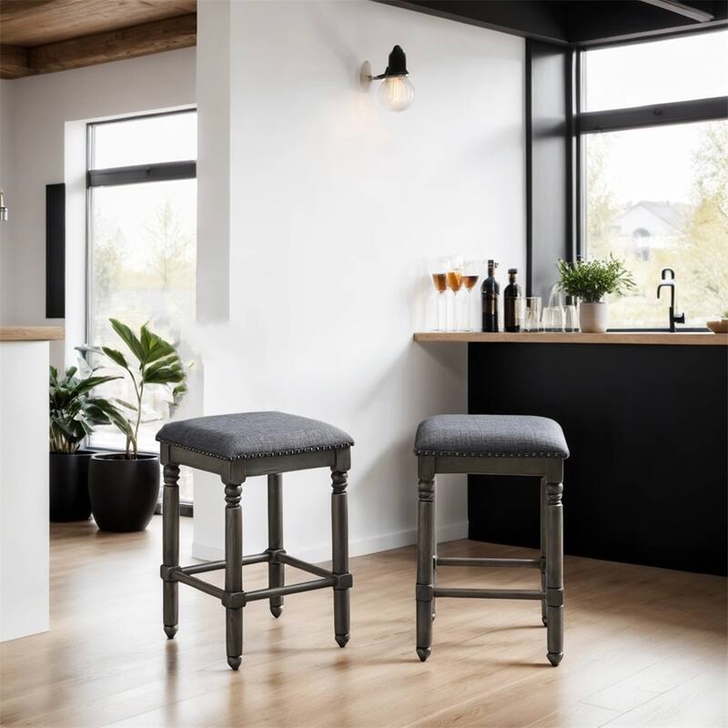 Wood Upholstered Bar Stools,Set of 2