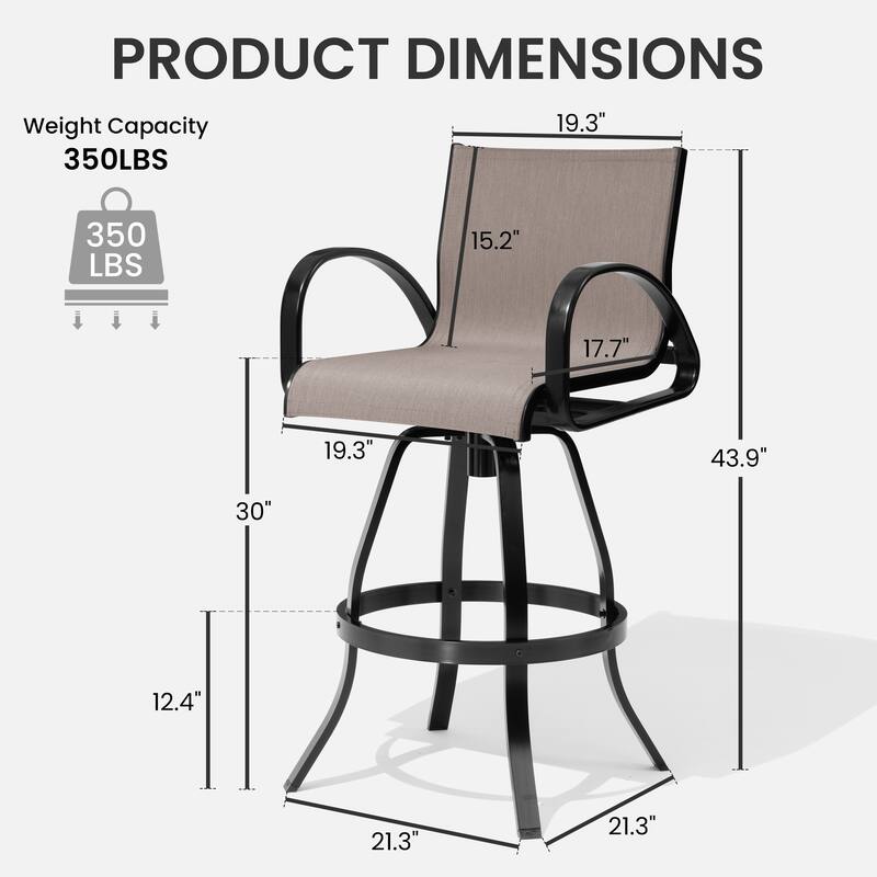 Crestlive Products Outdoor Patio All-weather Aluminum Swivel Bar Stools Sunbrella