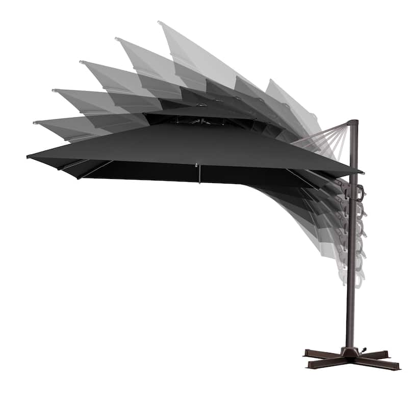 Pellebant 10 ft Square Patio Cantilever-Offset Umbrella 360 Degree Rotation