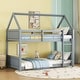 preview thumbnail 15 of 34, Twin Over Twin House Floor Bunk Bed with Headboards, Footboards and Guardrails, Ladder,