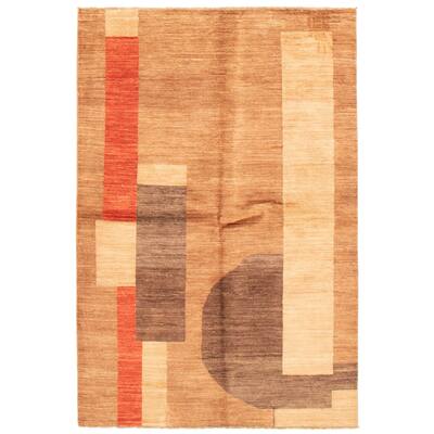 ECARPETGALLERY Hand-knotted Finest Peshawar Ziegler Brown Wool Rug - 5'5 x 8'2