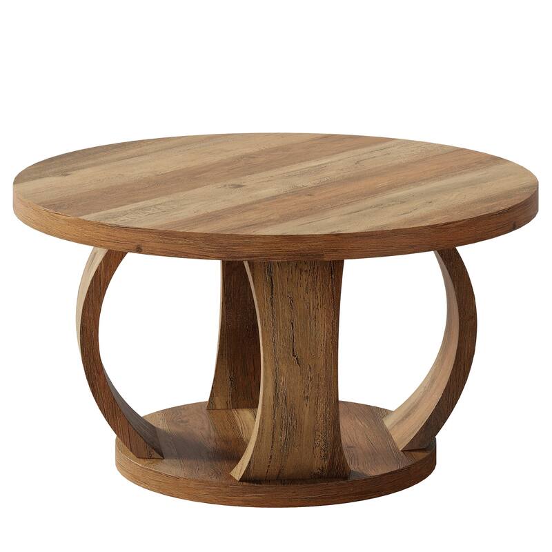 31.5-Inch Round Coffee Table, 2-Tier Circle Center Table