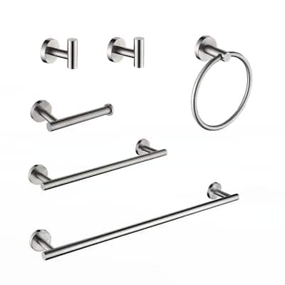 6 Piece Stainless Steel Bathroom Towel Rack Set