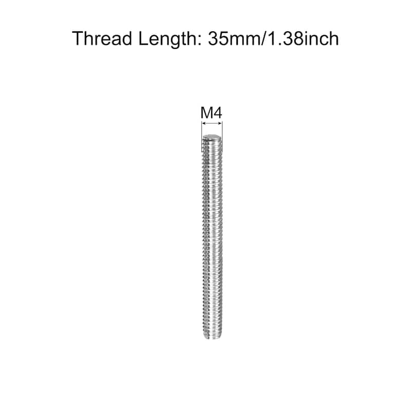 Fully Threaded Rod M4 x 35mm 0.7mm Pitch 304 Stainless Steel Right Hand 15Pcs - Silver Tone