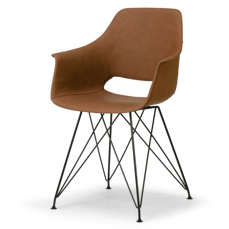 Alora Retro Modern Caramel-brown Arm Chair with Black Legs (Set of 2)