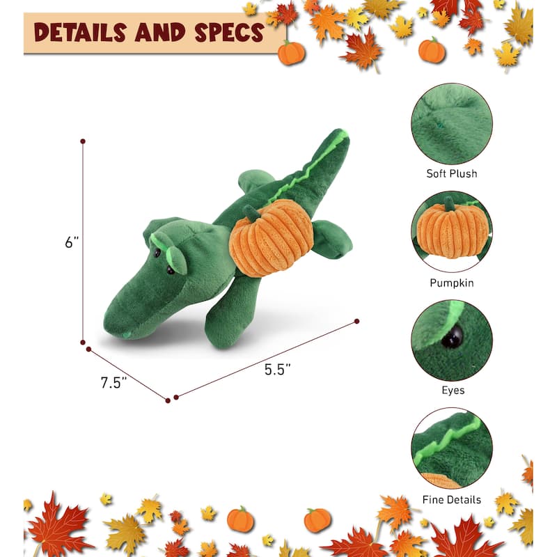 DolliBu Super Soft Alligator Stuffed Animal with Pumpkin Decor Plush - 6 inches
