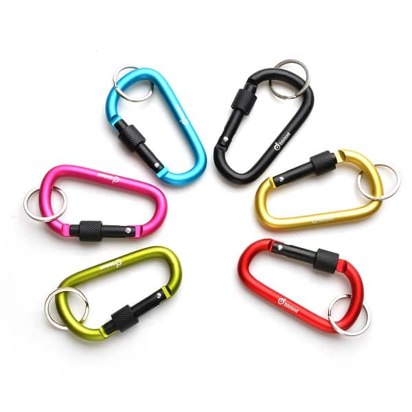 Multifunctional Keychain Clip sprookber Aluminum Carabiner D Shape Spring Snap Hook Key Chain Clip Set of 6