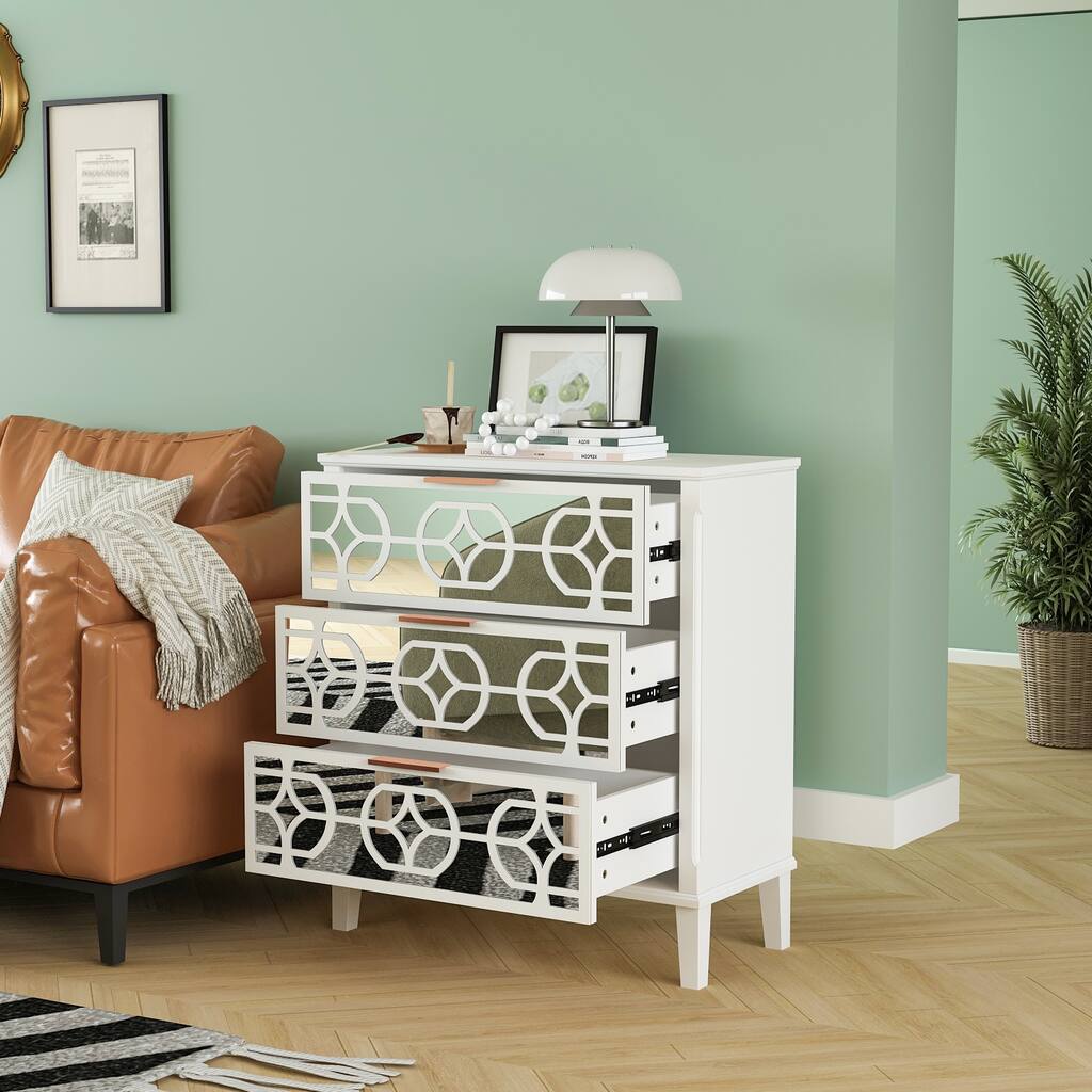 28.5"H Mirrored End Table Lacquered Nightstand Bedside Table