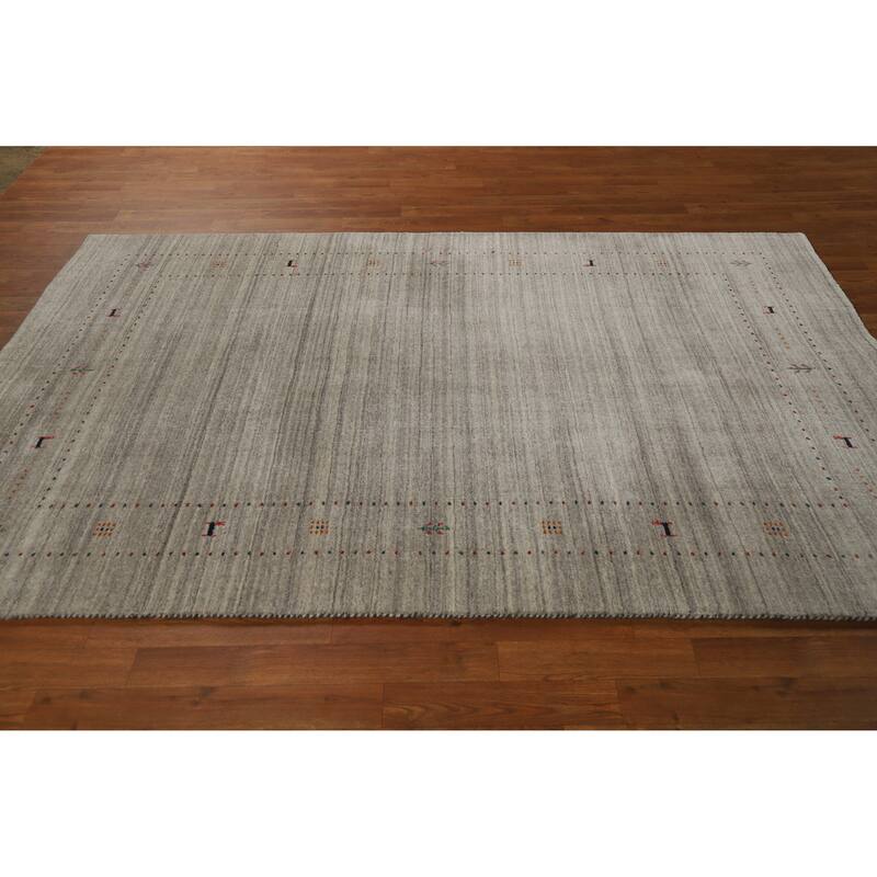 Hand Knotted Oriental 100% Wool Carpet Tribal Animal Pictorial Beige & Ivories Gabbeh Area Rug - 7' 9'' X 5' 1''