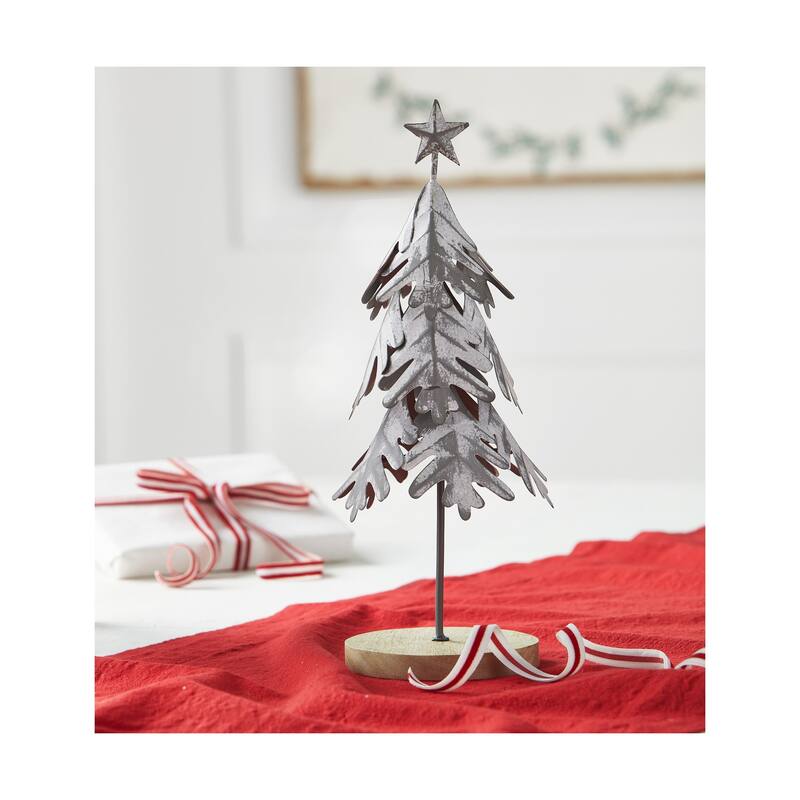 Handcrafted Leaf Christmas Tree Decorations for Tabletop or Mantel 11.5 inch
