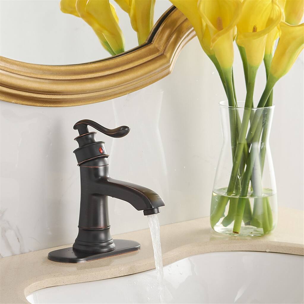 Oil Rubbed Bronze Single-handle Bathroom Sink Faucet with Drain