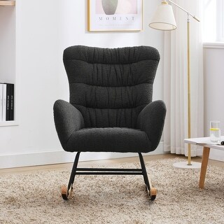 Teddy Upholstered Nursery Rocking Chair with High Backrest