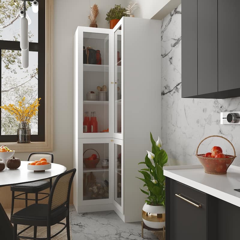78.7"H White Corner Bathroom Cabinet - Stylish Storage for Any Room