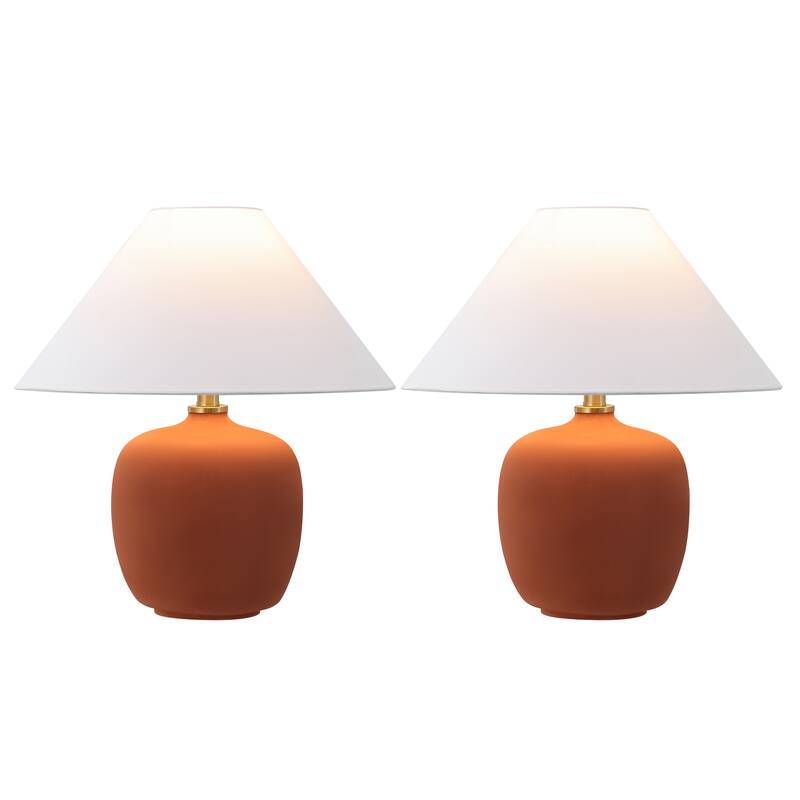 Delphi 18.25" Minimalist Scandinavian Resin/Iron LED Table Lamp (Set of 2), by JONATHAN Y