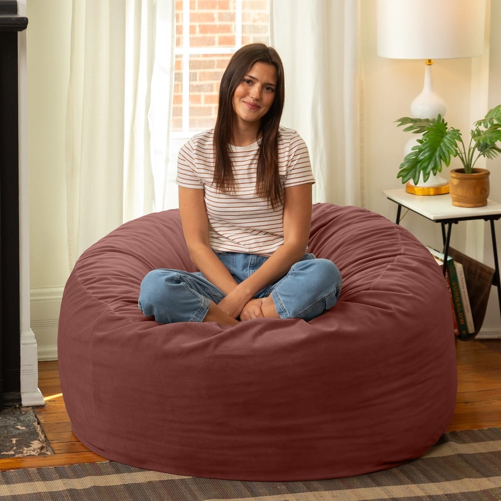 Jaxx Basics 4 Foot Large Adult Bean Bag Chair, Oversized with Filler