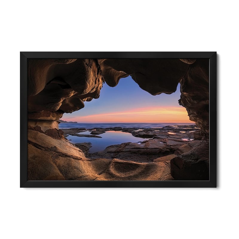 Sea Cave Premium Framed Poster by Jingshu Zhu - Black - 32x24x1