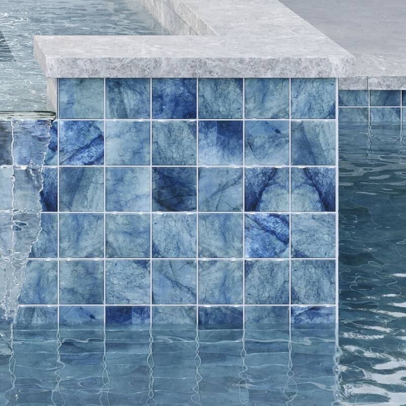 Seascape 6 in. x 6 in. Glazed Porcelain Wall Tile - Shallows Gloss - Sample swatch