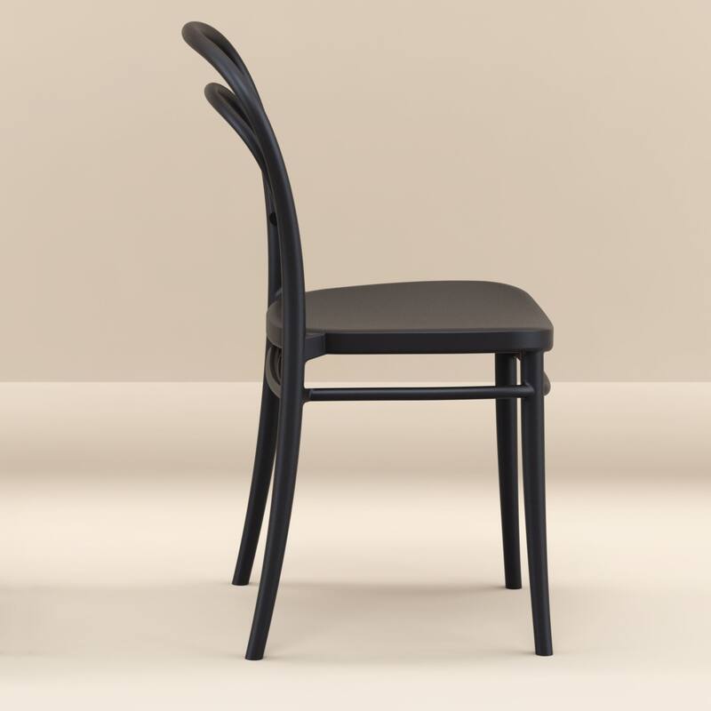 33.5" Black Patio Armless Stackable Dining Chair