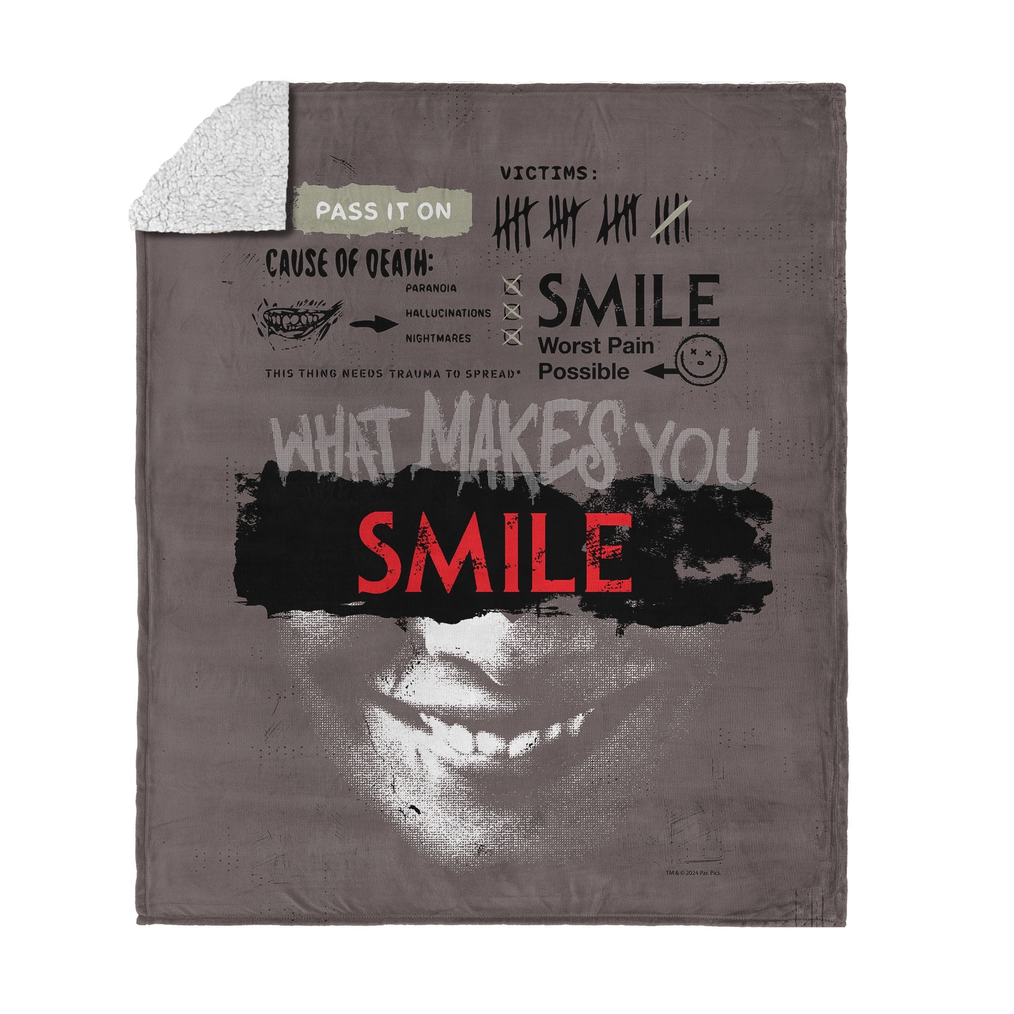 Smile Silk Touch Sherpa Throw Blanket