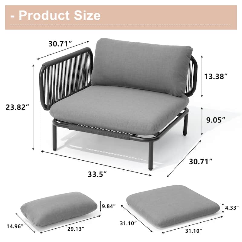 Outdoor Cushioned Sectional Sofa Chat Set Patio Furniture Conversation Set, Free Combination