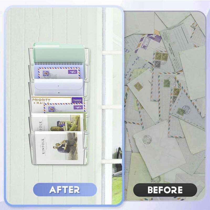 6 Pockets Acrylic Wall File Organizer - 13.2 x 6.8 x 4 inches