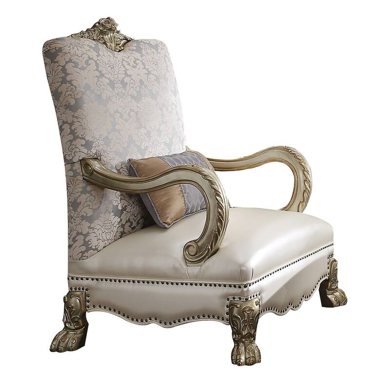 Phillipa Pearl and Gold Patina Chair with 1 Pillow