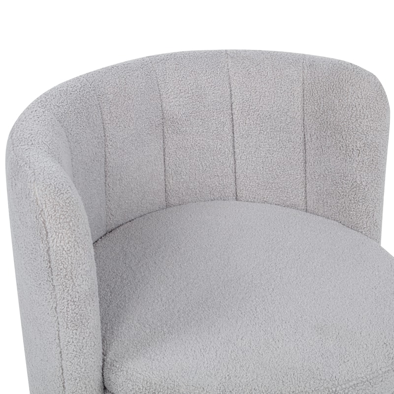 Swivel Accent Chair with Curved Backrest, Boucle Upholstered Lounge Chair, Barrel Sofa Chair with Hidden Storage