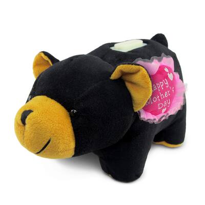 DolliBu Happy Mother’s Day Super Soft Black Bear Plush Bank with Heart - 9 inches