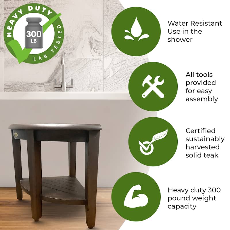 Snazzy Corner, Teak Shower Bench, Shower Stool, Teak Bench Shower, Teak Shower Stool for Inside Shower, Bathroom Bench