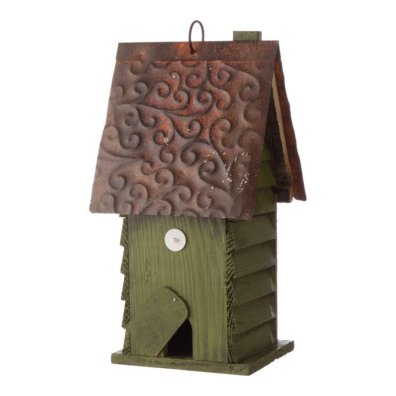 Glitzhome Hanging Distressed Solid Wood Birdhouse