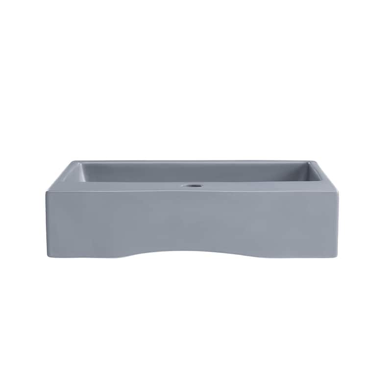 Reims 20" Rectangle Ceramic Vessel Sink In Matte Grey - 20.9" x 14.2" 4.75"