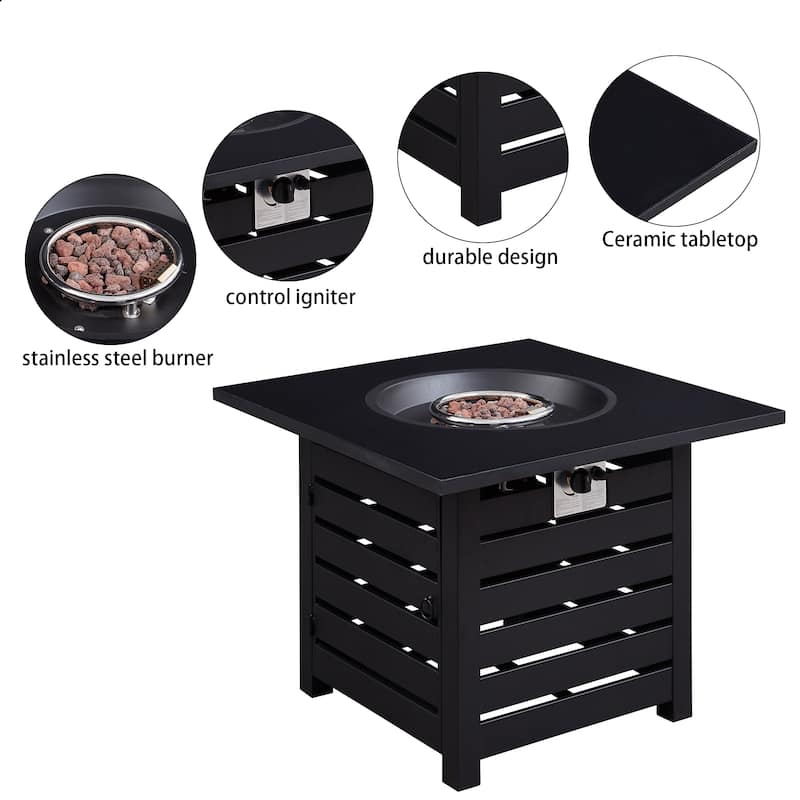 CASAINC 40,000 BTU Auto-Ignition Propane Gas Fire Pit Table - 32 x 32 in