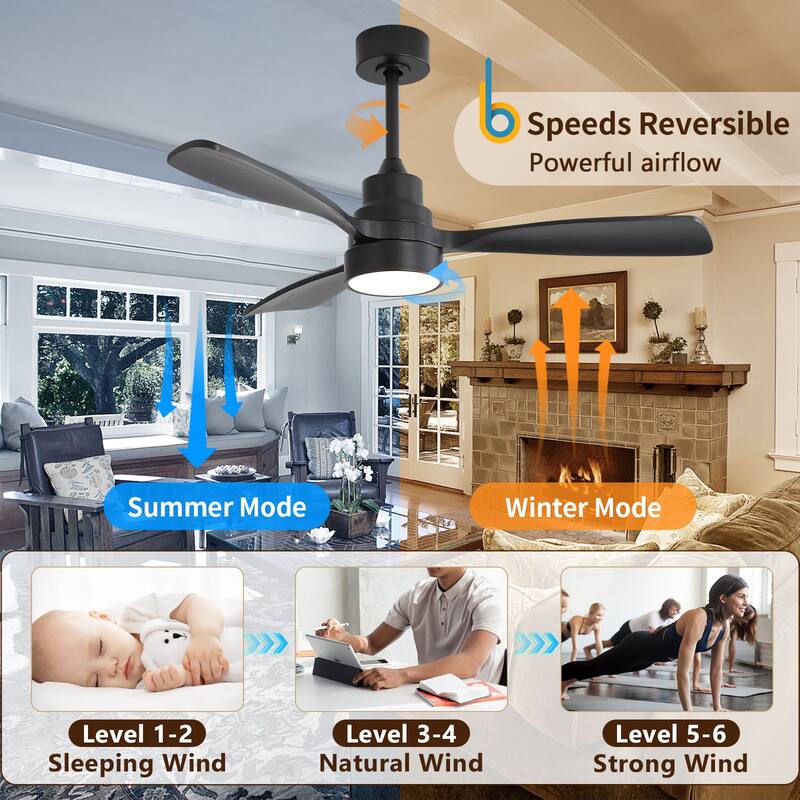 Modern Ceiling Fan With Light Smart Life APP Remote Control Timer For Alexa Google Bedroom Farmhouse