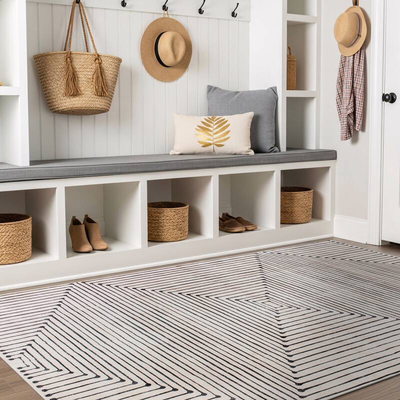 World Rug Gallery Bohemian Stripes Washable Non-Slip Area Rug