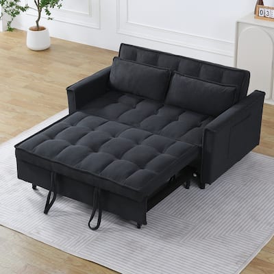 55" 3-in-1 Double Pull-Out Sofa Bed for Living Room